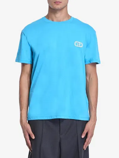 Valentino Vlogo Signature Tshirt In Turquoise