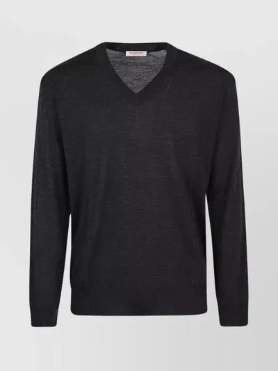 Valentino Vlogo Signature Wool Sweater In Grey