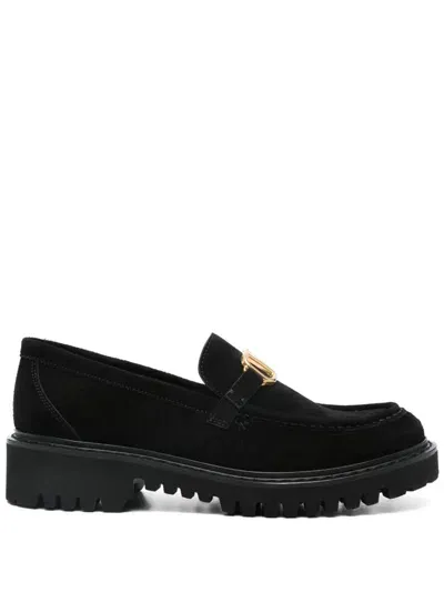 Valentino Garavani Vlogo Suede Loafers In Black