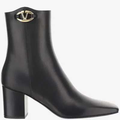 Valentino Garavani Vlogo The Bold Edition Leather Ankle Boot In Black