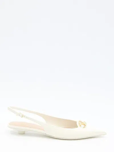 Valentino Garavani Vlogo The Bold Edition Slingback Ballerinas In White