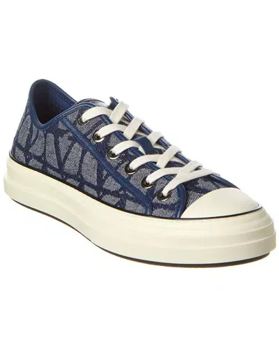 Valentino Garavani Totaloop Toile Iconographe Denim Sneakers In Blue