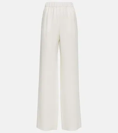 Valentino Weite High-rise-hose Aus Seide In Weiss