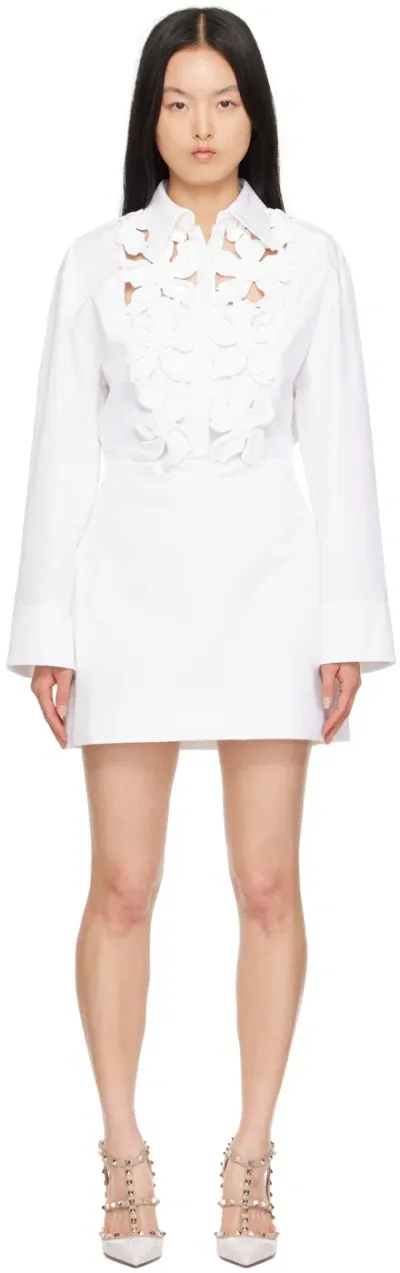 Valentino White Embroidered Minidress In 0bo Bianco