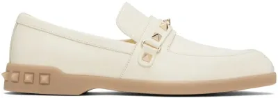 Valentino Garavani White Leisure Flows Loafers In 098 Ivory