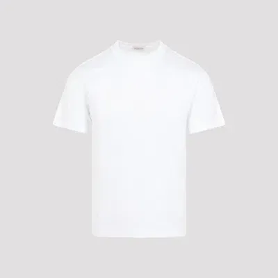 Valentino Cotton T-shirt With Topstitched V Detail In White