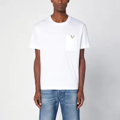 Valentino White T-shirt With Metallic V