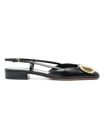 Valentino Garavani Women's Bailarina Negra Logo Dorado In Nero