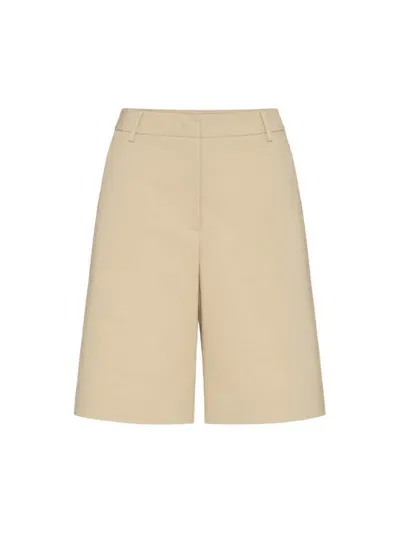 Valentino Women's Bermuda Shorts In Diagonal Cotton Linen In Cappuccino