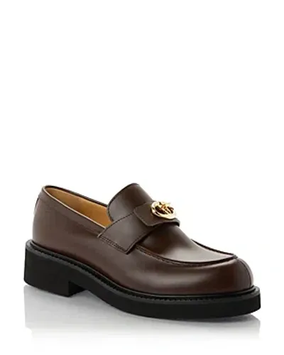 Valentino Garavani Vlogo Medallion Leather Slip-on Loafers In Fondant