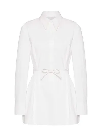 Valentino Belted Mini Dress - Women's - Cotton In White