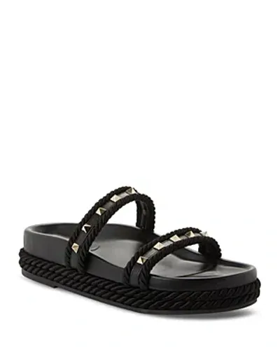 Valentino Garavani Women's Embellished Espadrille Slide Sandals In Black