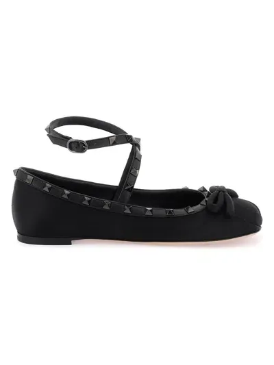 Valentino Garavani Valentino Rockstud Patent Ballet Flat In Nero