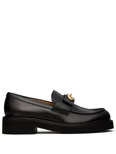 Valentino Garavani Women's Vlogo Locker Leather Loafers In Black