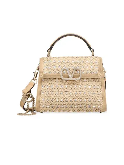 Valentino Garavani Vsling Interwoven Shoulder Bag In Natural Crystal