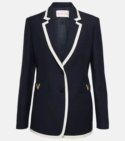 Valentino Wool And Silk Crêpe Blazer In Blue