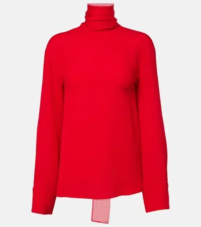 Valentino Wool And Silk Georgette Shirt In Red