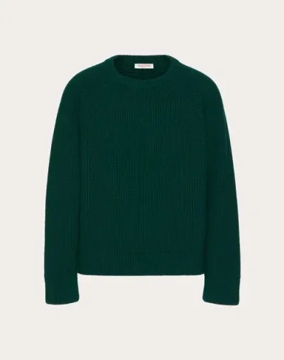 Valentino Wool Crewneck Jumper In Dark Green