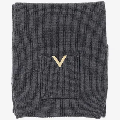 Valentino Wool Scarf In Grey