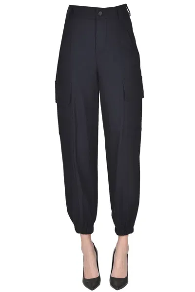 Vanessa Bruno Cargo Style Cloth Trousers In Navy Blue