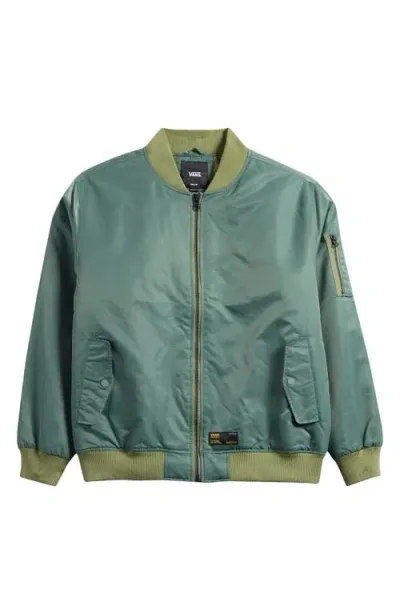 Vans Copley Satin Bomber Jacket In Dark Forest