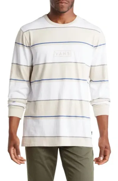 Vans Easy Bold Box Stripe Long Sleeve T-shirt In White/oatmeal