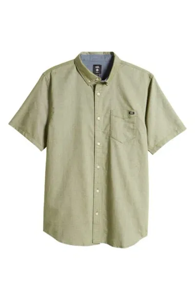 Vans Houser Short Sleeve Organic Cotton Button-down Shirt In Pesto