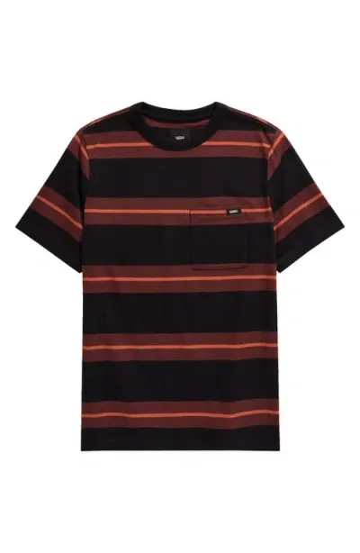 Vans Kids' B Turner Stripe Patch Pocket T-shirt In Black/bitter Chocolate