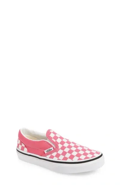 Vans Kids' Classic Checker Slip-on In Pink Theory Checkerboard