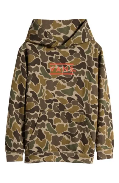 Vans Kids' Half Box Logo Camo Pullover Hoodie In Bungee Cord/turkish Coffee