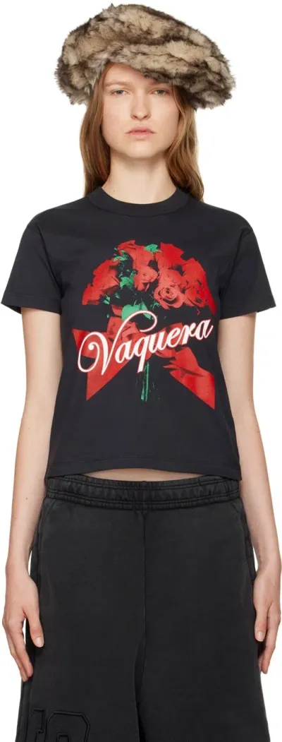 Vaquera Black Rose Bouquet T-shirt In Grey