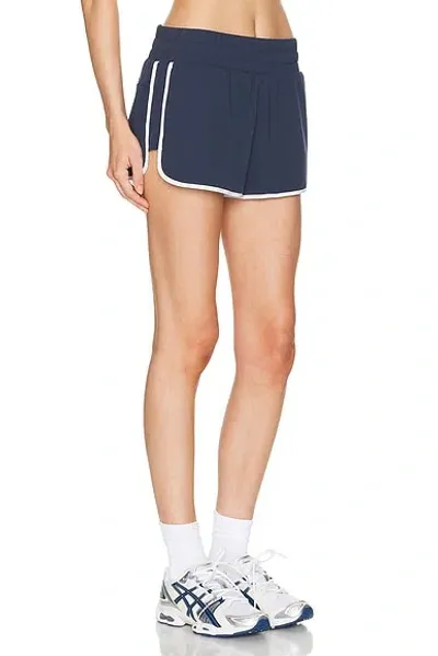 Varley Arlington Piped Ripstop Shorts In Blue Nights