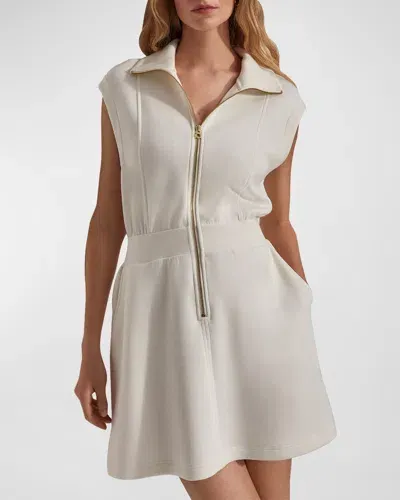 Varley Rosannah Zip Mini Dress In Egret