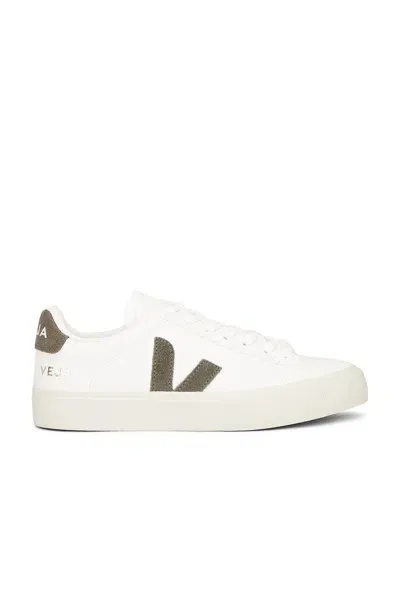 Veja Campo Leather Trainers In Extra-white & Kaki