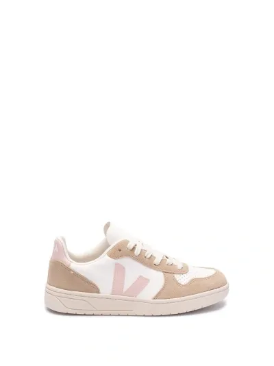 Veja V-10 Chromefree Leather Sneakers In Pink