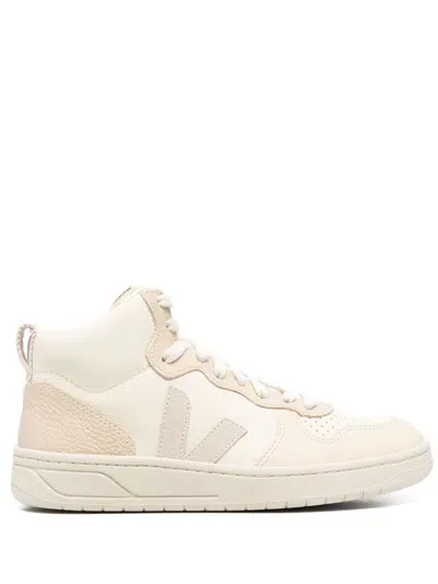 Veja V-15 High-top Sneakers In Nude