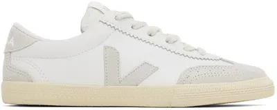 Veja White & Gray Volley Leather Sneakers In Wht Natural