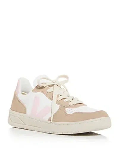 Veja Women's V-10 Low Top Sneakers In White/petal/sahara