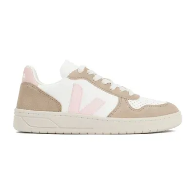 Veja V10 Alveomesh White Butter Almond Sneaker In Neutrals