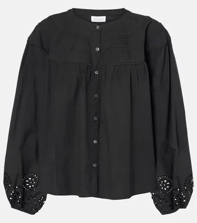 Velvet Carden Broderie Anglaise Cotton Blouse In Schwarz