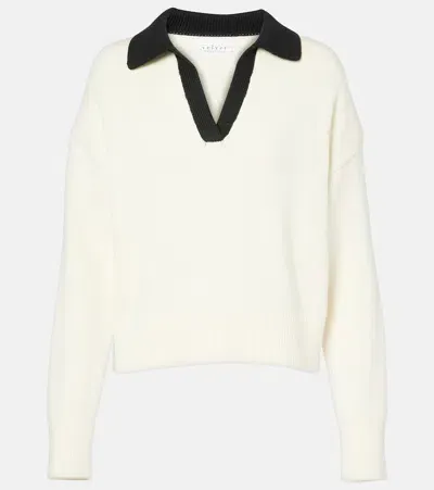 Velvet Lucie Cotton And Cashmere Polo Sweater In White