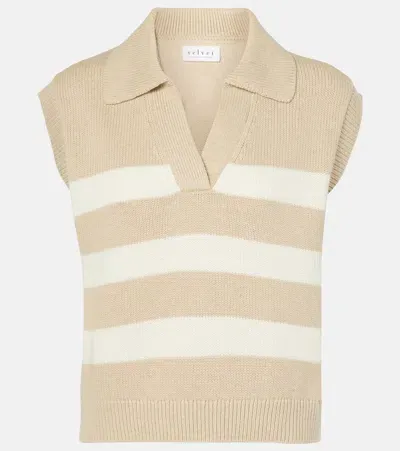 Velvet Mariette Cotton And Cashmere Sweater Vest In Beige