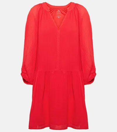 Velvet Sloan Cotton Minidress In Red