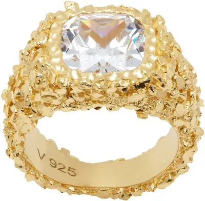 Veneda Carter Gold Vc078 Large Square Crystal Ring