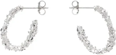 Veneda Carter Silver Vc003 Small Open Hoop Earrings In Rhodium