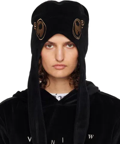 Venicew Black Flying Beanie In Black Brass