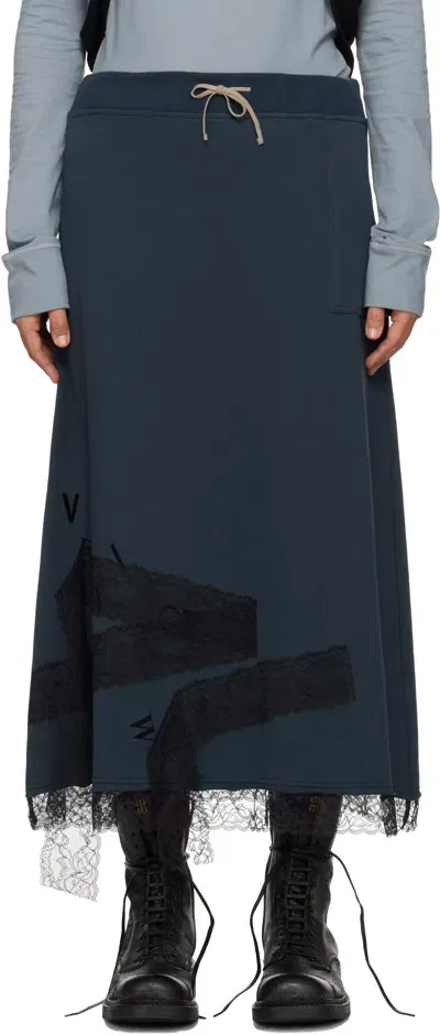 Venicew Navy Roots Midi Skirt In Navy Ink