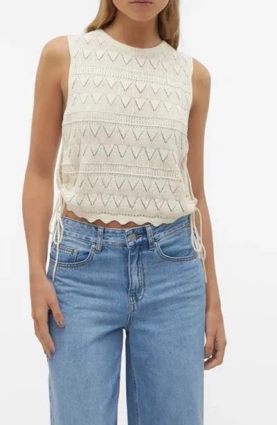 Vero Moda Bali Open Stitch Knit Cotton Tank In Birch