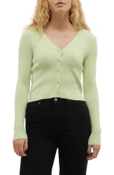 Vero Moda Holly Rib Cardigan In Reed Detail W Jewel