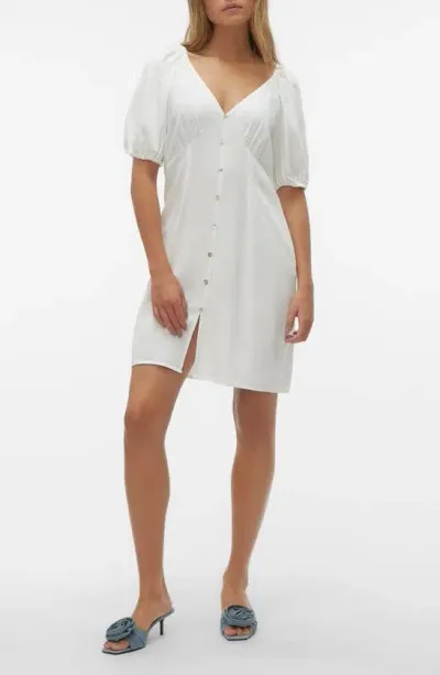 Vero Moda Mymilo Mini Shirtdress In Snow White